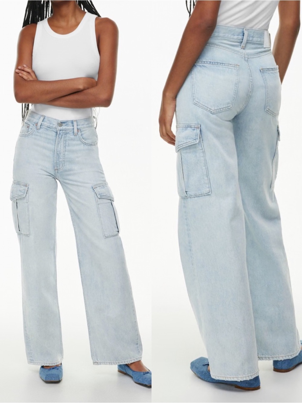 Denim Forum X Aritzia The Farrah Hi-Rise
Cargo Wide Leg Jean 15 Yrs Brl Thr Bleu